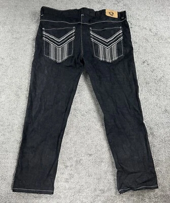 Pantalones de mezclilla negros estilo occidental de diseñador Qruel con bordado para hombre talla 40x28 Foto 1 de 4