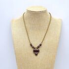 Women's Maroon and Gold Corded Necklace Slide Pendant and Charms Lobster Clasp