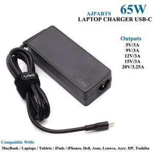 Cargador Fuente de Alimentación USB-C Tipo 65W Marca AJP Para Huawei Matebook D 16 2024 - Imagen 1 de 8