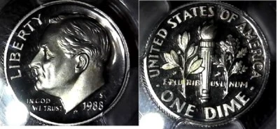 1988 S 10C Roosevelt Dime Proof PCGS PR69DCAM - Image 1 of 4