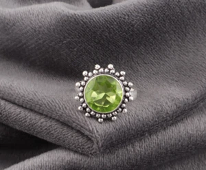 Peridot Ring Gemstone 925 Sterling Silver Handmade Jewelry For Wedding Love Gift - Picture 1 of 5