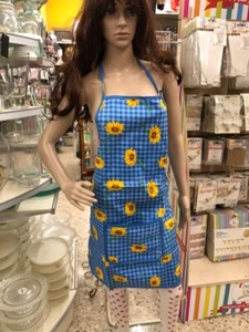 GREMBIULE  DA CUCINA BLU CON GIRASOLI 100% COTONE - Imagen 1 de 2