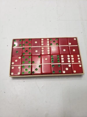 Vintage Puremco Manufacturing #616 Standard Marblelike Red Dominoes Waco, Texas - Image 1 of 4