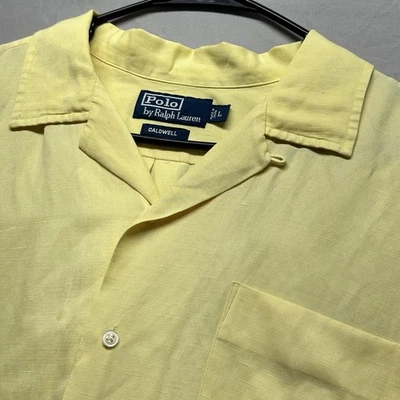 Polo Ralph Lauren Caldwell Seda Lino Botón Camisa Para Hombre Grande Cuello Lazo Poni Foto 1 de 4