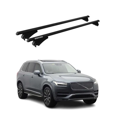 Barras transversales de techo superiores para Volvo V90 2018-2021 aluminio negro 2 piezas Foto 1 de 4