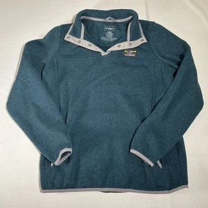 LL Bean Sweater Damen SML Teal Quarter T-Snap Pullover Fleecejacke grauer Besatz - Bild 1 von 8