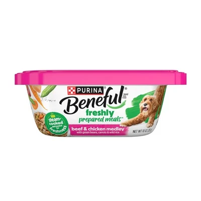 Purina Beneful 牛肉和鸡肉混合狗粮 - 8 包 10 盎司浴缸 — 第 1/4 张图片