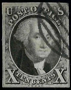 EAS_STAMPS US #2 USED UVF FAKE GRID CANCEL CERTIFIED SCV $850.00 - Bild 1 von 2