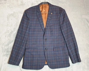 Paul Andrew Kenneth Navy Plaid Sport Coat Blazer Jacket 44R Smart Formal - Picture 1 of 10