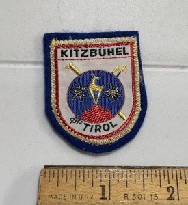 Kitzbuhel Tirol Tyrol Austrian Alps Ski Skiing Area Small Woven Felt Patch Badge - Picture 1 of 3