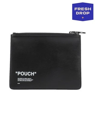 RRP€580 OFF-WHITE Leather Double Pouch Clutch Bag Printed Zipped Made in Italy - Image 1 of 4