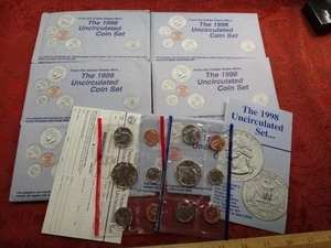 6x 1998 P&D United States Uncirculated Mint Sets w/ Envelopes - Free S&H USA - Picture 1 of 4