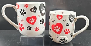 2) Set Tazze Temp-Tations Pawfetti 20 Oz Rosso Nero Zampa Bianco Bevanda Tazza Caffè Lotto - Foto 1 di 24