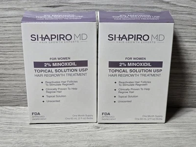 2 Pack Shapiro MD WOMENS Hair Regrowth Treatment 2% Minoxidil Topical Serum 5/24 - Image 1 of 4