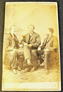 1870’s-Three (3) Gentlemen-Businessmen-Carte de Visite (CDV) Sepia Photo. - Picture 1 of 4