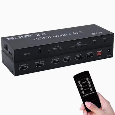 C11D HDMI Matrix Splitter 4x2 HD 4K 4 In 2 Out Switch Distributor For PC DVD - Image 1 of 4