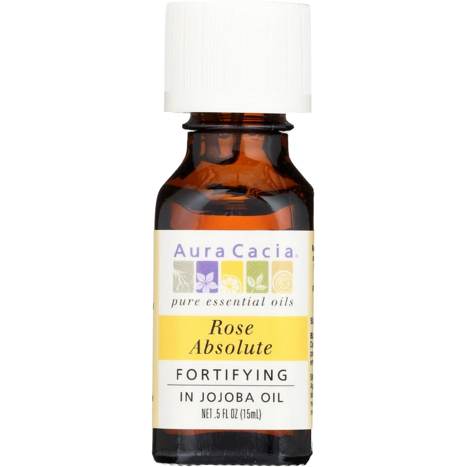 Aceite esencial puro Aura Cacia rosa absoluta en aceite de jojoba fortificante 0,5 OZ Foto 1 de 1
