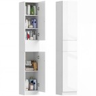 kleankin High Gloss Tall Bathroom Cabinet with Adjustable Shelves White