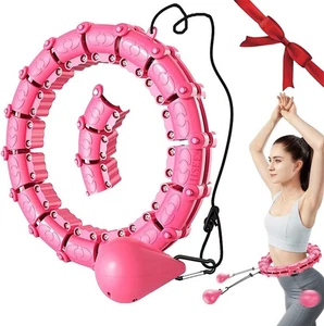 Hula Hoop Weighted Smart Hoola w/Ball Thin Waist Fitness Weight Loss 24 Knots - Picture 1 of 7
