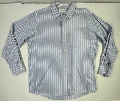 Camisa Burberrys of London 17-34 Azul Rayas Manga Larga Hecha en EE. UU. De Colección Foto 1 de 4