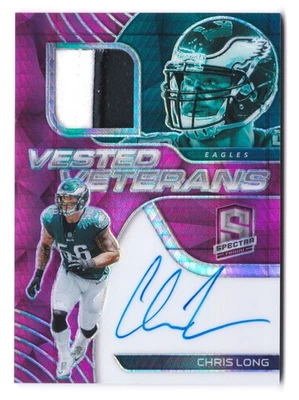 2020 Panini Spectra Chris Long Auto Vested Veterans Patch Autograph Hyper #/10 - Image 1 of 2