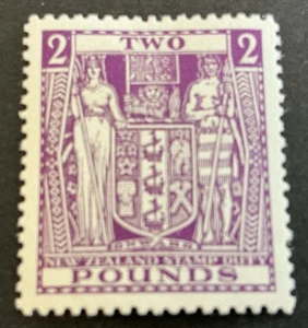 New Zealand Geo. VI 1952 - £2 Bright Purple Postal Fiscal SGF206w Mint C/V £225. - Picture 1 of 2