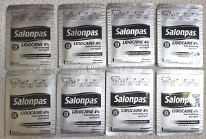 8 PATCHES Salonpas LIDOCAINE 4% Maximum Strength Pain Relieving Gel-Patch, 3/24 - Picture 1 of 3