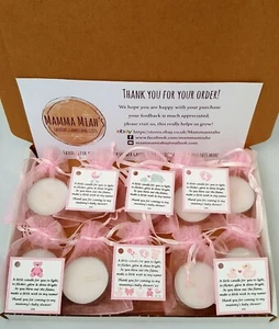 BABY SHOWER scented tealight candle favours 10 pack - PINK GIRL elephant theme - Picture 1 of 17