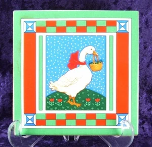 Christmas Colors 1985 Willetts Goose Tile Trivet Retro Country Goose Mid Century - Picture 1 of 1