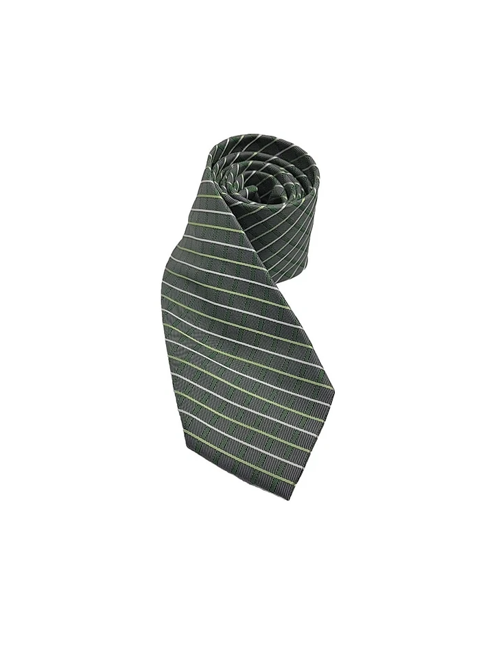 Corbata para hombre Croft & Barrow verde y gris a rayas mezcla de seda 58" x 3,25" Foto 1 de 4