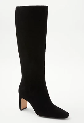 НОВЫЙ ANN TAYLOR ЧЕРНЫЙ ВЫСОКИЙ КАБЛУК ВЫСОКИЙ ЗАМШЕВЫЕ САПОГИ РАЗМЕР 9 - Изображение 1 из 4