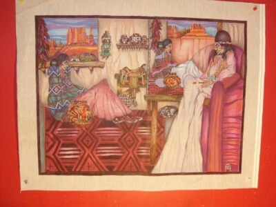 Handpainted Needlepoint Canvas - Family at Rest - Southwestern - Image 1 of 2