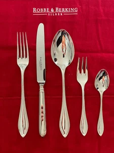 1 Menübesteck 5 tlg. Robbe & Berking Silberbesteck Navette, 150g versilbert - Bild 1 von 2