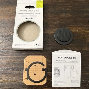 Empuñadura y soporte magnético para teléfono Popsockets para tejido de carbonita MAGSAFE negro ¡USADO! - Imagen 1 de 11