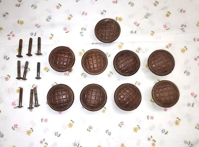 (9) OAK Carved Wood Drawer Pulls Handles & 9 SCREWS FOR HANDLES - Image 1 of 4