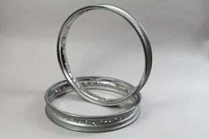 TRIUMPH T120 BSA A65 COMPLETE STAINLESS RIM & SPOKE KIT FULL WIDTH HUB/SPOOL HUB - Picture 1 of 3