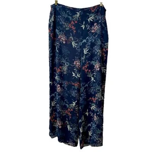 Vince Camuto Wide Leg Floral Pants Size 14 Navy Blue Womens - Picture 1 of 9