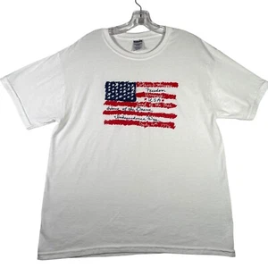 Camiseta patriótica manga corta Jerzees para mujer talla L blanca bandera americana libertad - Imagen 1 de 9
