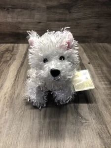 Ganz Webkinz 9” WHITE TERRIER w/ Pink Bow HM106 Fluffy Plush Dog No Code - Picture 1 of 7
