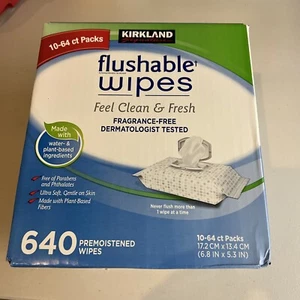New Fresh Kirkland Moist Flushable Wipes - Unscented, 640 Wipes, Clean Soft Wipe - Picture 1 of 6