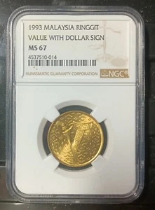 MALAYSIA  1993 1 RINGGIT COIN NGC  MS67. - Picture 1 of 4