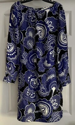 Banana Republic Silk Luxurious Floral Dot Size 8 Long Sleeve Side Zipper Dress - Image 1 of 4