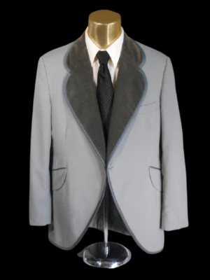 Traje de Esmoquin Gris Vintage Solapas de Terciopelo Abrigo Scrooge Victoriano Corte TUXXMAN Foto 1 de 4