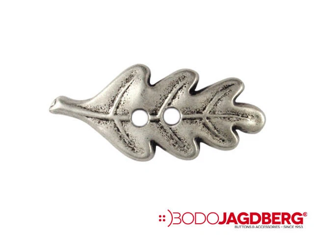 10 Knöpfe Eichenblatt mit 2 Löchern Farbe altsilber ( Knopf Anstecker Schmuck ) - Bild 1 von 1