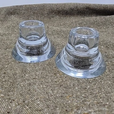Vintage IKEA Clear Glass 2 Way Candle Holders Lot 2 K&M Hagberg With Sticker 2" - Image 1 of 4