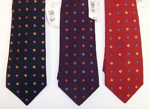 Corbata de cuello de seda y lana Ted Baker London $85 cuadrados floral hecha en rojo azul EE. UU. NUEVO CON ETIQUETAS - Imagen 1 de 11
