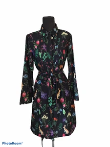 Einzigartiges 21 Damen-Shirt-KLEID mit Gürtel transparent lang Slv Wildnismuster Kaninchen Größe 4 - Bild 1 von 12