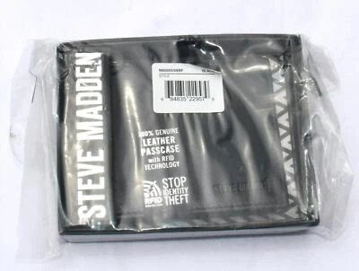 New STEVE MADDEN Men's Leather Wallet RFID Protection N80005/08 Black Passcase - Image 1 of 3