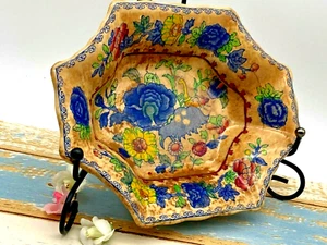 Masons Regency Patent Ironstone Multi Coloured Garden Patterned Bowl Plate Antiq - Picture 1 of 12