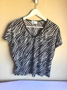Vtg AB Studio Byer California Womens Zebra Print Short Sleeve Casual Blouse Top - Picture 1 of 3